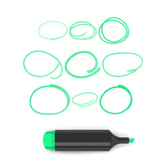 Set of hand drawn doodle ovals of green color