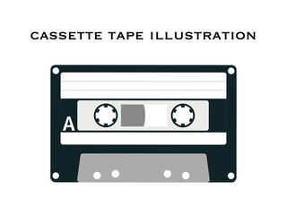 白黒のカセットテープイラスト | 懐かしいレトロな音楽メディアベクター