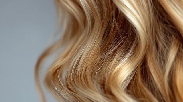 Close-up of flowing, wavy, golden-blonde hair with subtle dark undertones