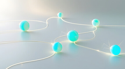 Abstract network of glowing blue orbs connected by white lines