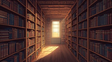 library , diminishing perspective and shallow dof