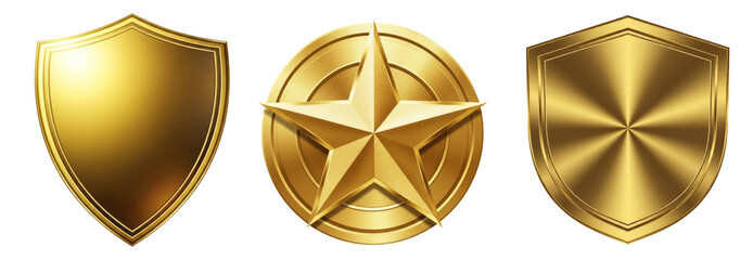 Brilliant golden shields and star emblem convey prestige, protection, and excellence, perfect for luxury brands, security firms, or premium reward programs