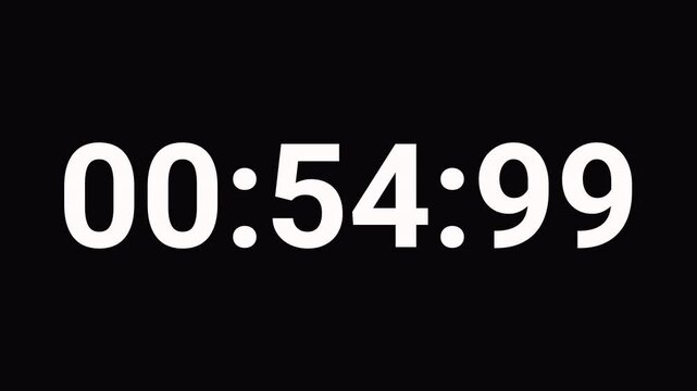1 minute reverse digital stopwatch countdown with minutes, seconds, and hundredths