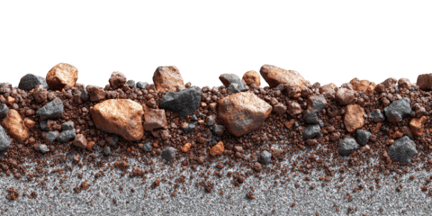 Martian Regolith Cross Section Showing Dust, Pebbles, and Rocks Isolated