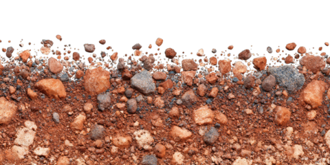 Martian regolith texture with reddish dust and scattered pebbles on black