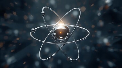 atom , Glowing atom model on dark background

