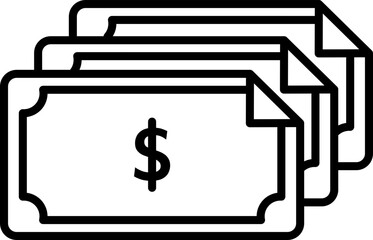 Money Cash Bills Icon Line Art Vector Graphic
