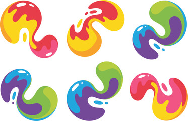 Vibrant, playful colorful shapes with a retro vibe for funky backgrounds and designs