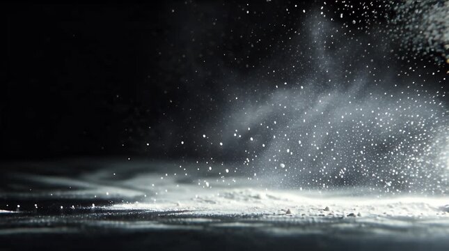 Macro Shot of Floating Chalk Dust Against a Dark Background Artistic Dust Explosion