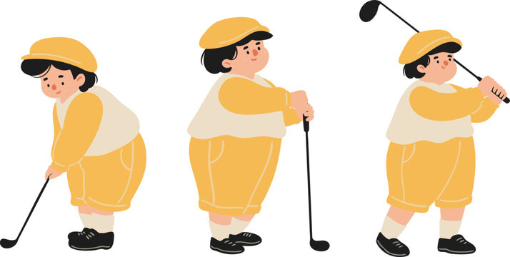 junior golf player children sports character clipart collection