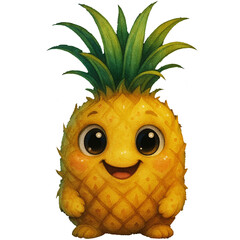 Yellow pineapple monster - Cute Monster Watercolor Clipart, Funny pineapple Monster png, pineapple Kawaii monster, Transparent Image for Party 
