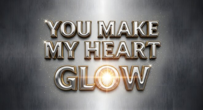 Inspirational quote with glowing effect that reads 'You Make My Heart Glow' on a textured background for motivation and positivity - Powered by Adobe
