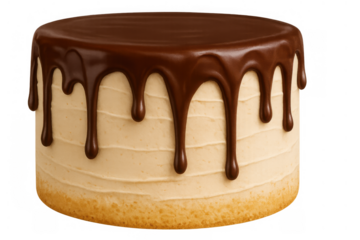 Drip cake with chocolate ganache frosting and vanilla buttercream over a sponge base, celebrating an event