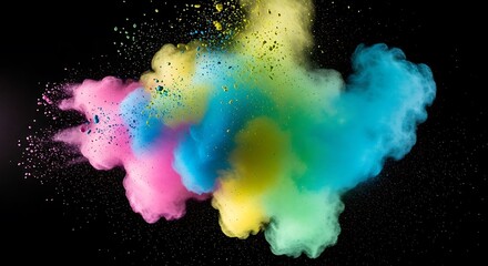 Vibrant holi powder explosion captures colorful celebration energy abstract motion