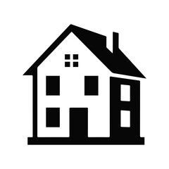 House silhouette, home icon, simple real estate logo, black house vector, residential design, vector illustration