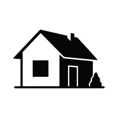 House silhouette, home icon, simple real estate logo, black house vector, residential design, vector illustration	