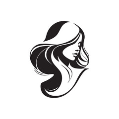 PrintStylized woman profile with elegant flowing hair design element