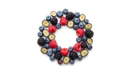 Delicious assortment of fresh berries arranged in a circle shape