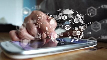 Social media and notification icons on smartphone. media marketing, Interesting Media - Powered by Adobe