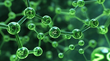 Molecular structure of hydrogen scientific illustration on transparent background