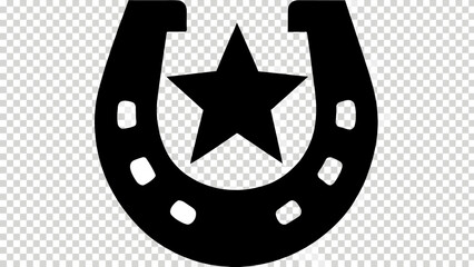 Lucky horseshoe with star icon for western designs, branding, and rustic themes celebrating good fortune