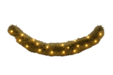 Obraz premium Christmas garland decor element with glowing string lights, festive winter holiday season decoration, transparent background