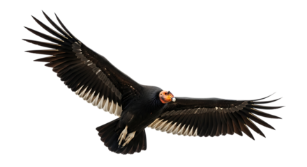 California Condor, with wings spread wide in flight, cutout, PNG isolated on white or transparent background