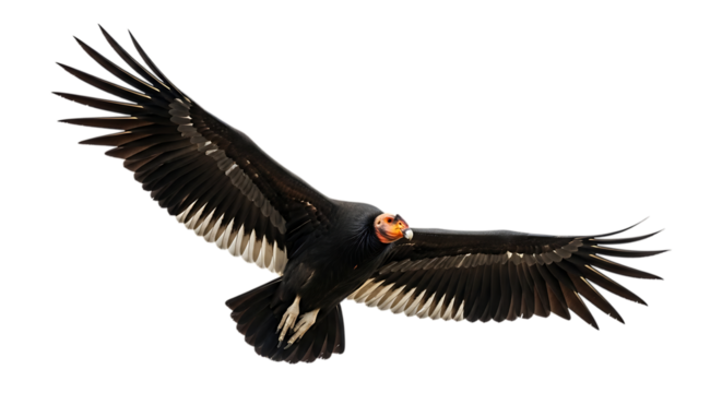 California Condor, with wings spread wide in flight, cutout, PNG isolated on white or transparent background
