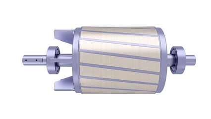 Industrial Induction Electric Motor Rotor - Core for generator. High-quality 3D rendering isolated on white background. Ideal for professionals, educational, engineering, and industrial design.