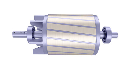 Industrial Induction Electric Motor Rotor - Core. High-quality 3D rendering isolated on white...