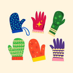 Mid Century Christmas Gloves Illustration