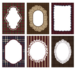 Collection of Cozy frames template with texture background. Perfect for decorate photo, greeting or invitation cards, posters. Editable vector