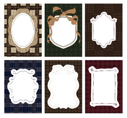 Collection of Cozy frames template with texture background. Perfect for decorate photo, greeting or invitation cards, posters. Editable vector
