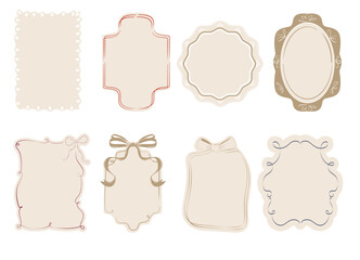 Collection of Cozy frames, tags template. Perfect for decorate photo, greeting or invitation cards, posters. Editable vector