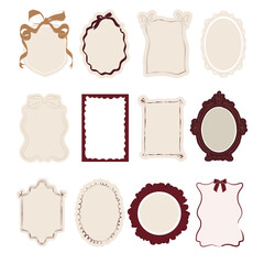 Collection of Cozy frames, tags template. Perfect for decorate photo, greeting or invitation cards, posters. Editable vector