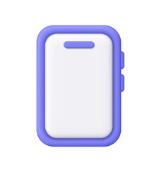 Purple smartphone with white screen. Technology, communication, mobile app and digital device concept. 3d vector icon. Cartoon minimal style.