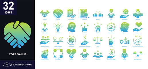 Core Value Glyph Gradient Icon Set