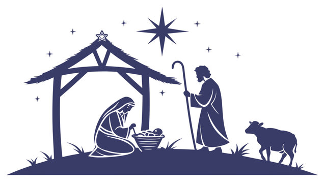 Christmas Nativity Silhouette Illustration 