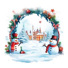 Naklejka premium Christmas signboad snow christmas snowman.