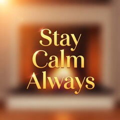 A motivational quote displayed on a blurred background encouraging positivity and calmness with the words 'Stay Calm Always' in bold, golden letters