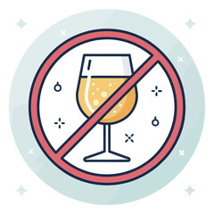 A No Alcohol Sign Vector Illustration on a White Background
