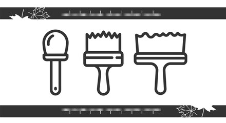 Paint brushes illustration set artistic tools for painting design editable