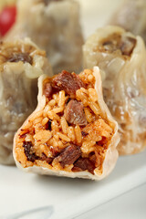 Handmade Siu Mai Dumplings with Diced Pork and Rice Filling - Traditional Chinese Dim Sum Specials