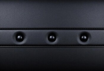 Horizontal black leather texture with elegant button pattern, trendy, stitching