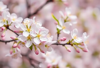 Naklejka premium Soft focus spring blossoms, delicate petals, blurred nature background, nature, vibrant colors