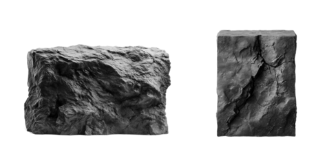 Dark Gray Rough Stone Podium isolated on transparent background