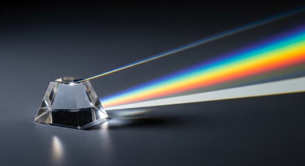 Light Refraction and Spectrum from a Crystal Prism perfect for educational material, science textbooks, website banner,
