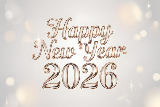 modern transparent happy new year 2026 numbers and letters