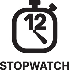 Stopwatch Icon Vector Illustration Time Measurement Tool Countdown Timer Symbol Black Silhouette