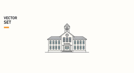 Fototapeta premium Illustration of a school building with a tower.